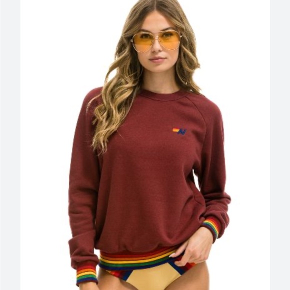 Aviator Nation Rainbow Rib Crew Sweatshirt - Picture 2 of 3